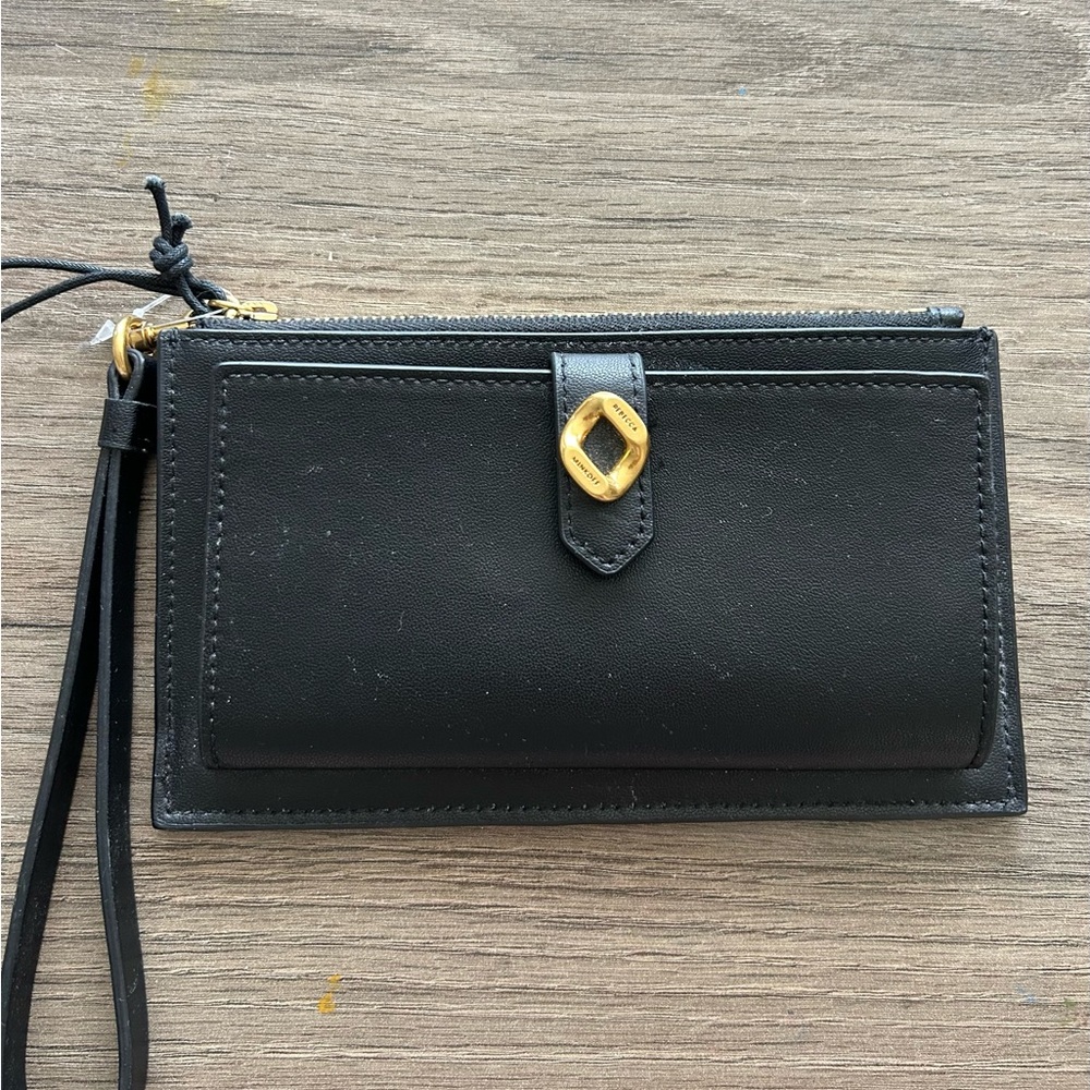 Rebecca Minkoff Black Leather Wallet with Gold Hardware